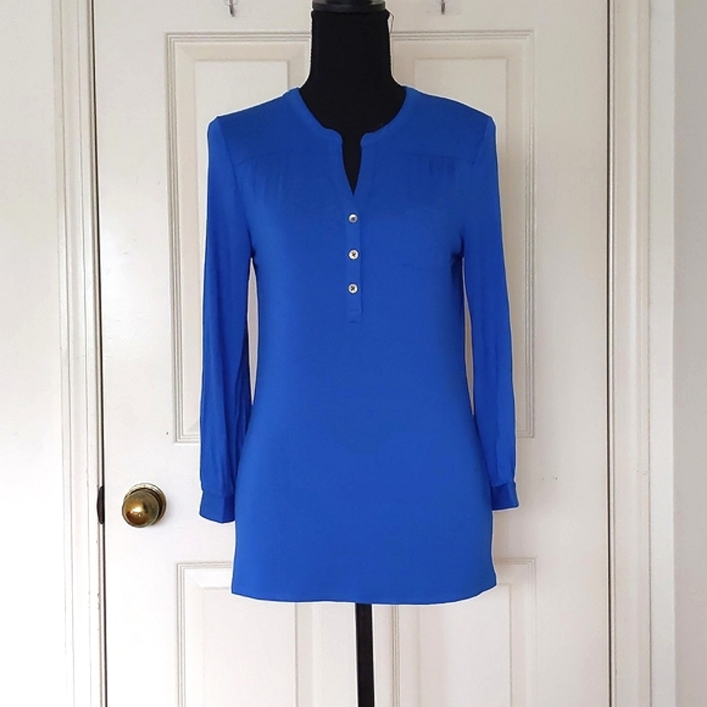 NWT. The Limited Rayon Spandex Long Sleeve Top with front buttons and pocket.